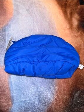 Blue Quilted Cosmetic Pouch